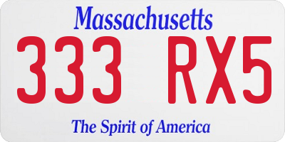 MA license plate 333RX5