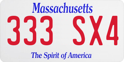 MA license plate 333SX4