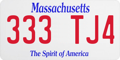 MA license plate 333TJ4