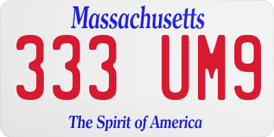 MA license plate 333UM9
