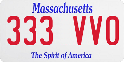 MA license plate 333VV0