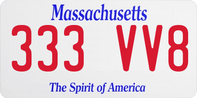 MA license plate 333VV8