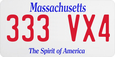 MA license plate 333VX4