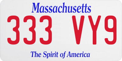 MA license plate 333VY9