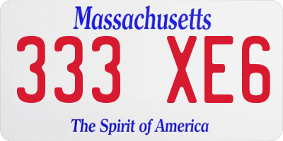 MA license plate 333XE6
