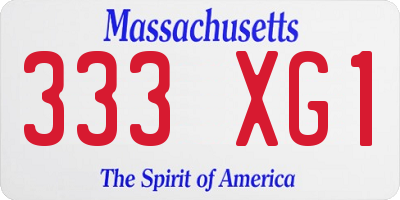 MA license plate 333XG1