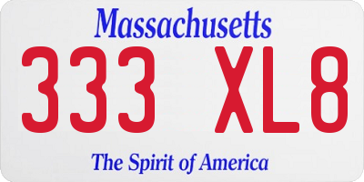 MA license plate 333XL8