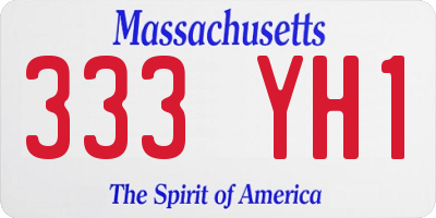MA license plate 333YH1
