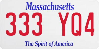 MA license plate 333YQ4