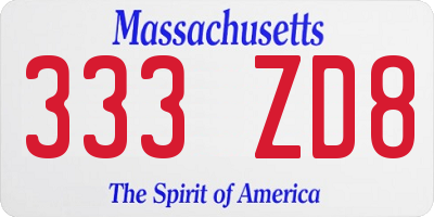 MA license plate 333ZD8
