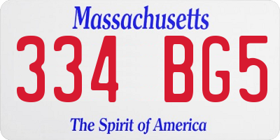 MA license plate 334BG5