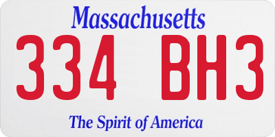 MA license plate 334BH3