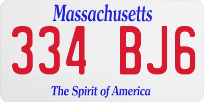 MA license plate 334BJ6