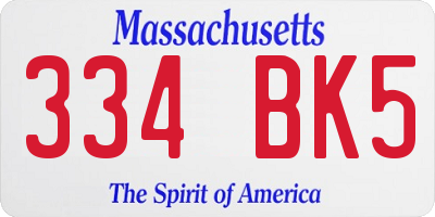 MA license plate 334BK5