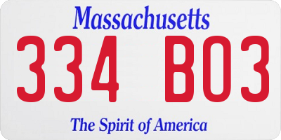 MA license plate 334BO3