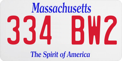 MA license plate 334BW2