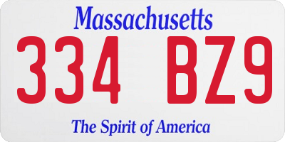 MA license plate 334BZ9