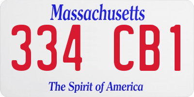 MA license plate 334CB1