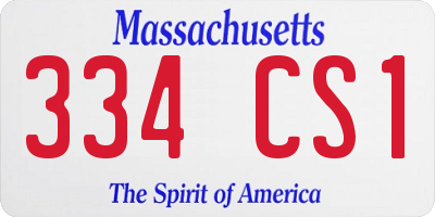 MA license plate 334CS1