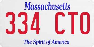 MA license plate 334CT0
