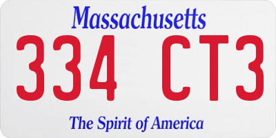 MA license plate 334CT3