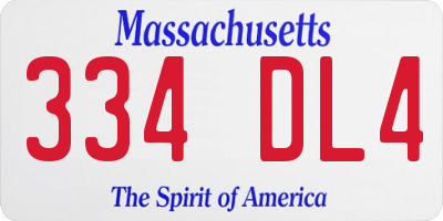 MA license plate 334DL4