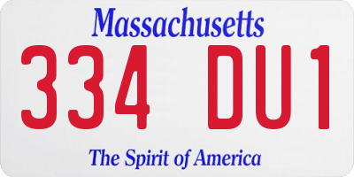 MA license plate 334DU1