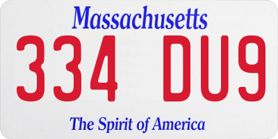MA license plate 334DU9