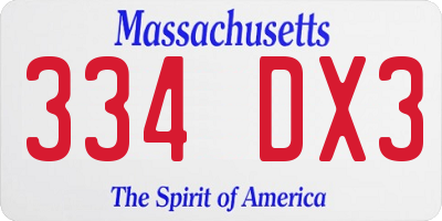 MA license plate 334DX3