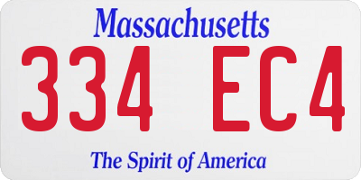 MA license plate 334EC4