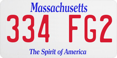 MA license plate 334FG2