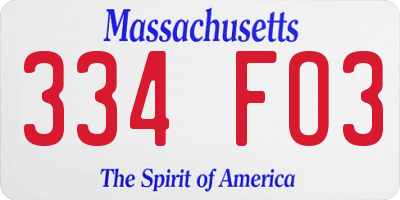 MA license plate 334FO3