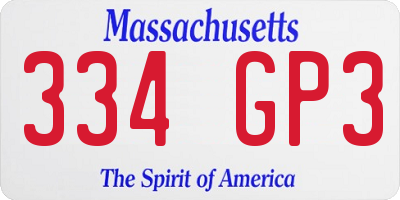 MA license plate 334GP3