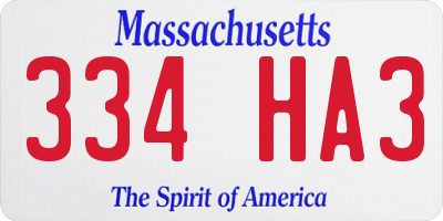 MA license plate 334HA3