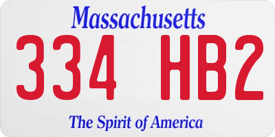 MA license plate 334HB2