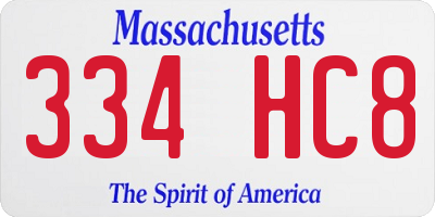 MA license plate 334HC8