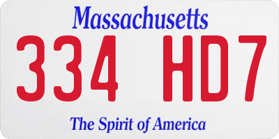 MA license plate 334HD7