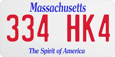 MA license plate 334HK4