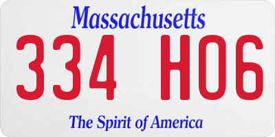 MA license plate 334HO6