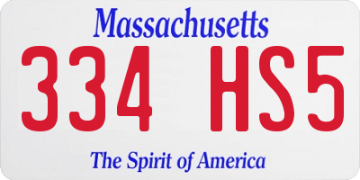 MA license plate 334HS5