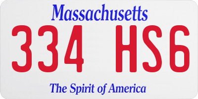 MA license plate 334HS6