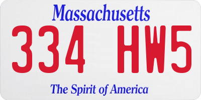 MA license plate 334HW5