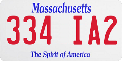 MA license plate 334IA2