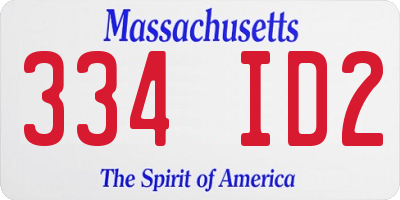 MA license plate 334ID2