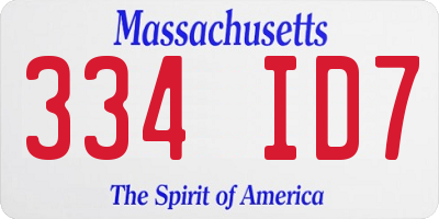 MA license plate 334ID7