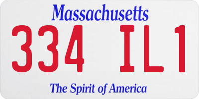 MA license plate 334IL1