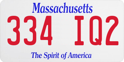 MA license plate 334IQ2