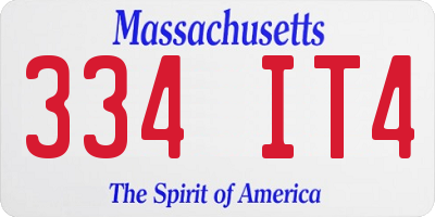 MA license plate 334IT4