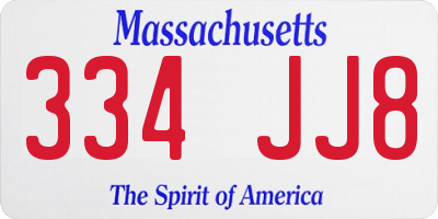 MA license plate 334JJ8