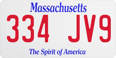 MA license plate 334JV9